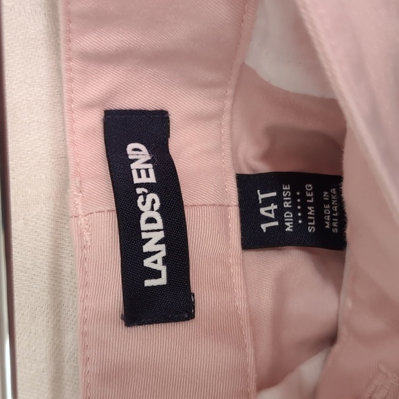 Land's End Rose Pink Mid Rise Slim Leg Cotton Pant Size 14 Tall - Picture 3 of 6